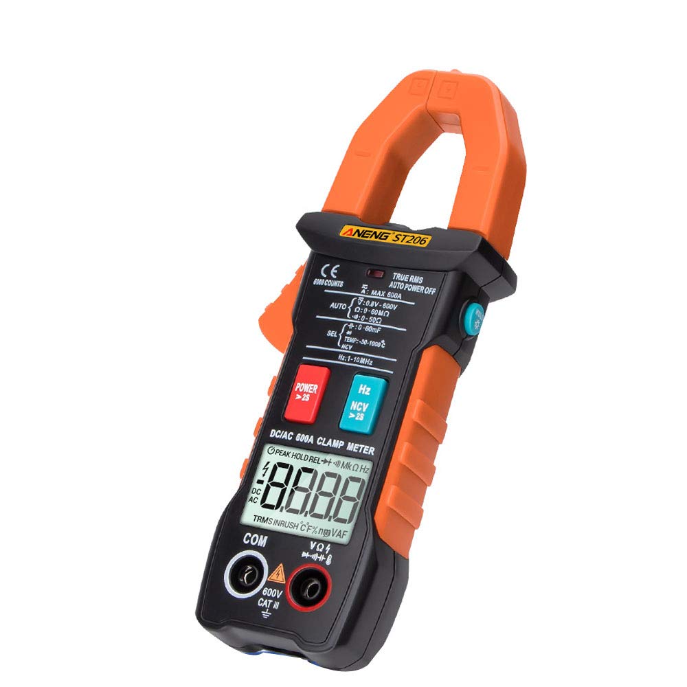 /G ST206 Multímetro Digital Pinza amperimétrica 6000 Cuentas True RMS Amp DC/AC Pinza amperimétrica Medida DC Amperimetro Tester Voltímetro - Naranja