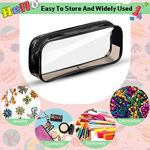 Image of Fainne 50 Pcs Clear Pencil Pouch Bulk Clear Pencil Case Bag 7.87x 1.38 Inch PVC Waterproof Travel Toiletry Makeup Zipper Pouches for Office Stationery Travel Storage(Black, White)