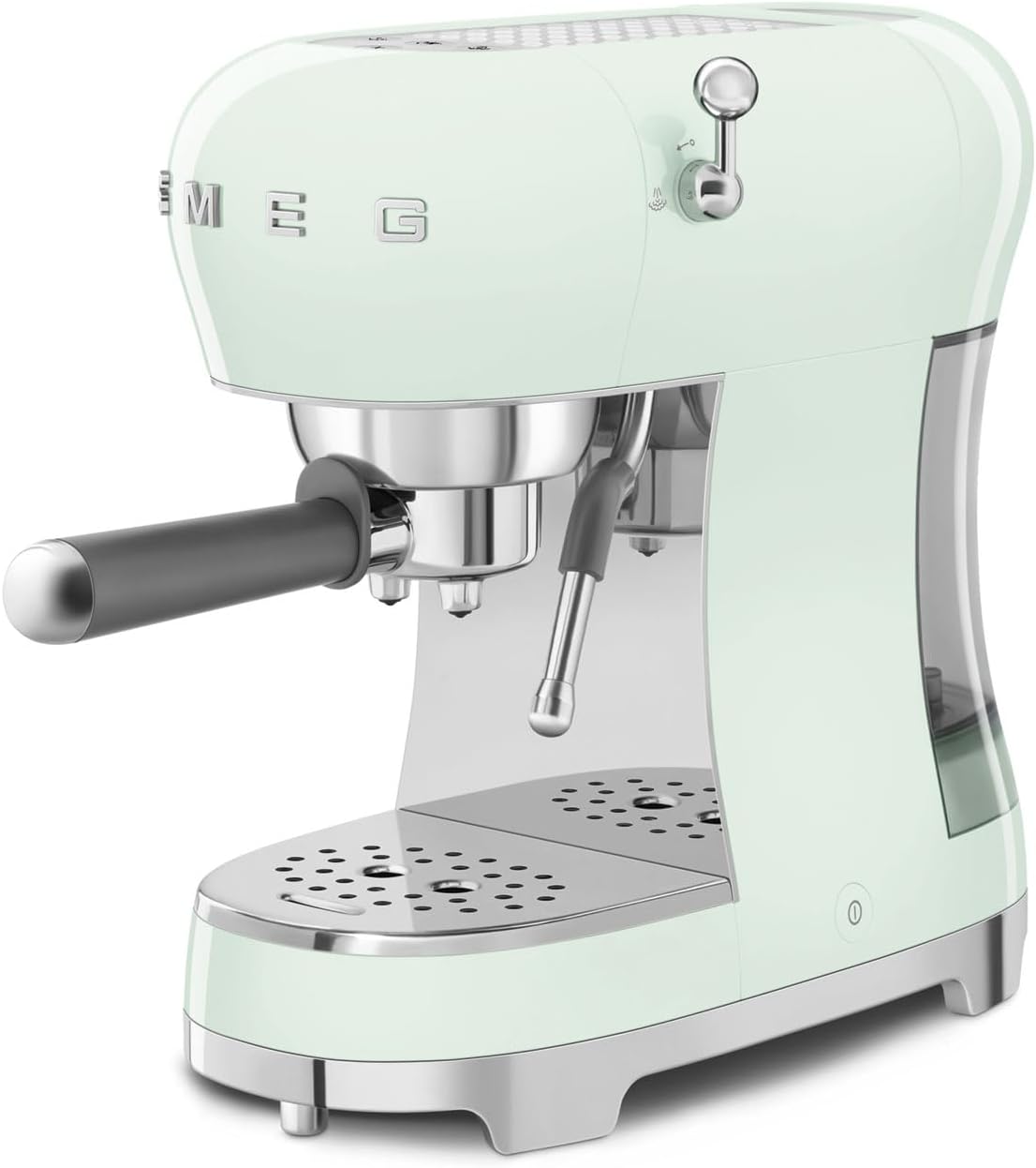 Smeg Manual Espresso Machine with Steam Wand, 15 Bars of Pressure, Stainless Steel Porta Filter, Passive Cup Warmer, User Friendly Controls, and Measuring Scoop Tamper Made in Italy (Pastel Green)