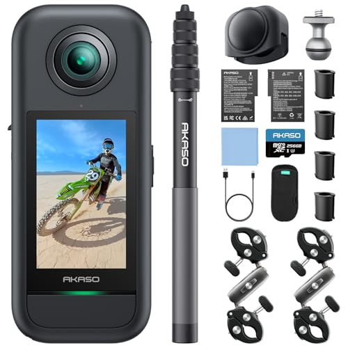 AKASO Action Cam 360° in 5.7K – Moto Pack con
