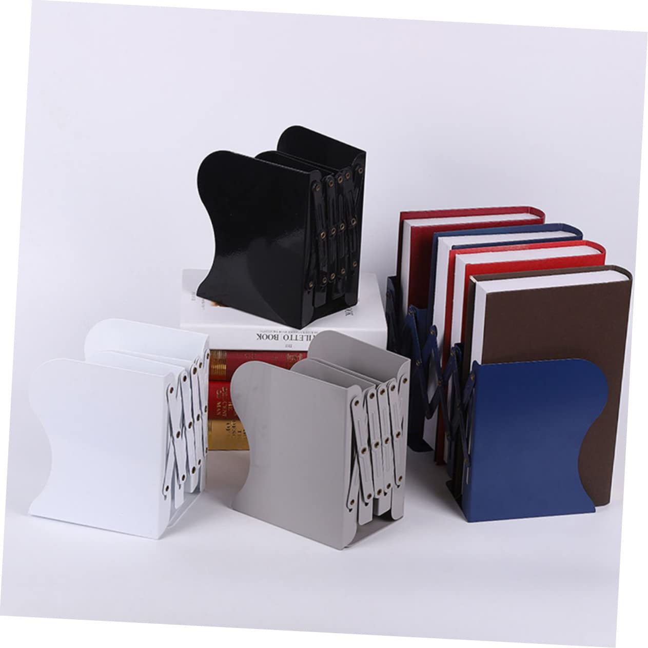 Buchstütze Vintage Praktische Buchstütze aus Kunststoff und Metall Schwarz für Bücherordnung dem Schreibtisch Einfaches Design