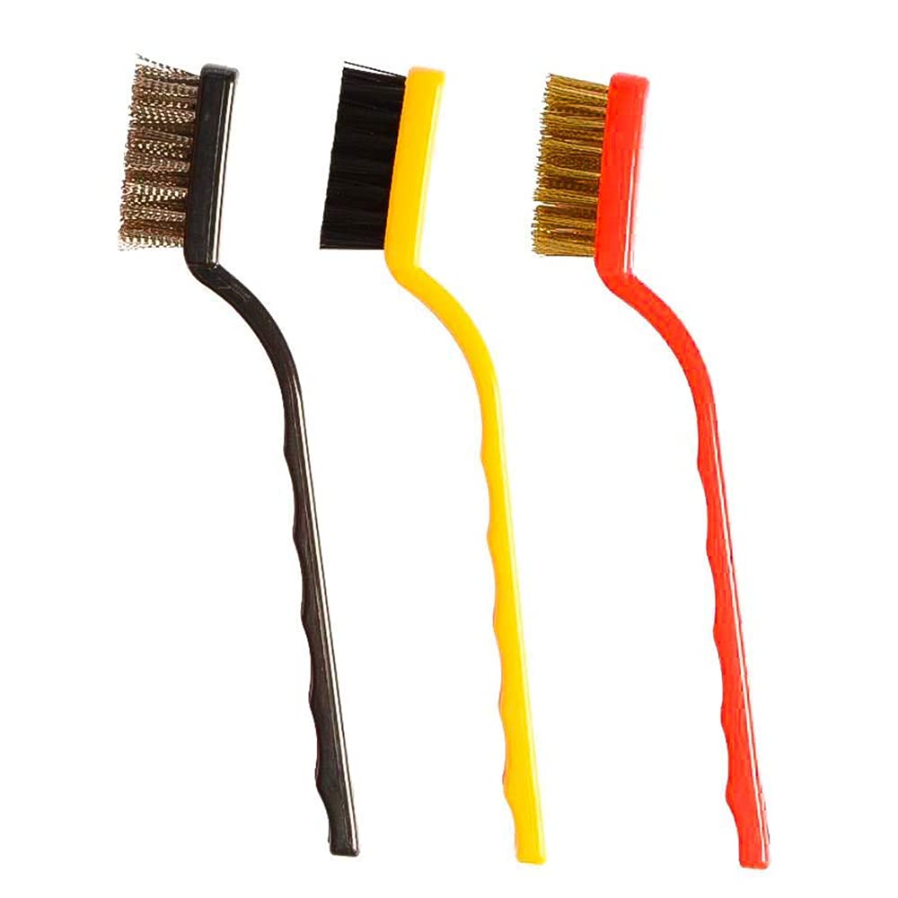 TruVeli Set of 3 Pc Mini Wire Brush Cleaning Tool Kit Brass, Nylon, Stainless Steel Bristles, Gas Cleaning Brushes Iron Nylon Copper Wire for Car Home Kitchen Gas Stove Cleaning Tool - Multi Color (B091DQFSSD) Amazon Price History, Amazon Price Tracker