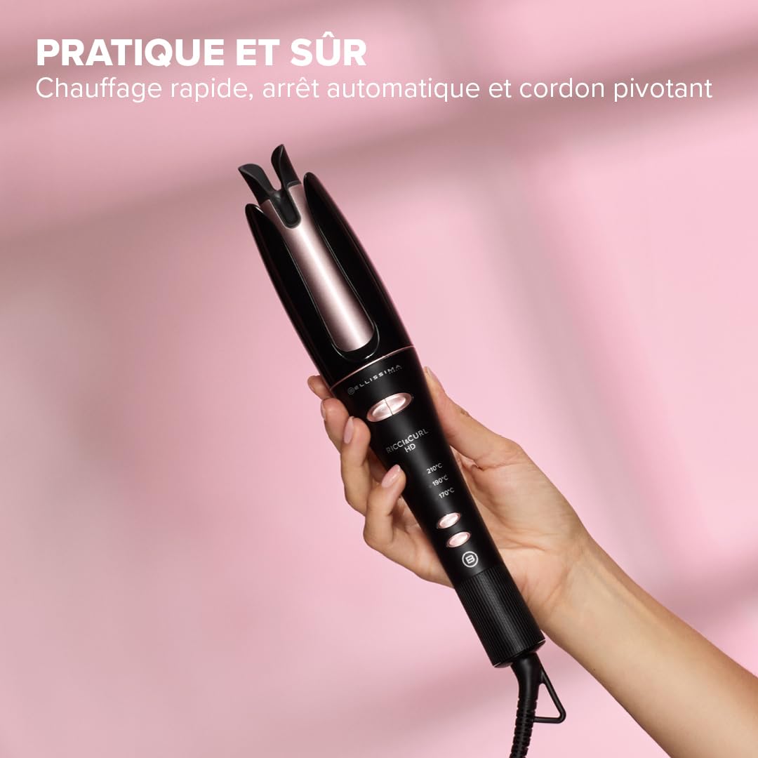 Bellissima – Fer À Boucler Ricci Curl HD – Rotation Automatique Double Sens – Boucles, Ondulations – Ion Ceramic Anti-Frisottis – 3 Températures, Répartition Chaleur – Cheveux Brillants Longue Tenue