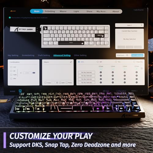Image of ATTACK SHARK X68 HE 8000Hz Rapid Trigger Keyboard, 0.01 mm RT Accuracy, Wired RGB 60% Gaming Keyboard with Magnetic Switches, Adjustable Actuation, Snap Tap, for PC /Mac, Black Contours