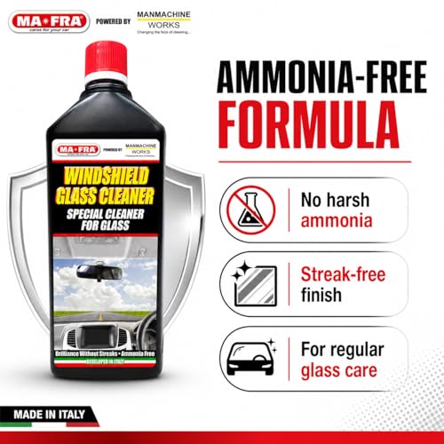 Image of Windshield Glass Cleaner 1L | Ammonia Free Car Glass Cleaner Liquid for Windshield, Windows, Mirrors & Auto Glass | Streak-Free Shine, Removes Dust, Dirt, Grime & Road Film