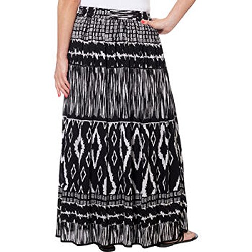 Chaudry Ladies’ Pull-on Skirt-Black & White Aztec, XL