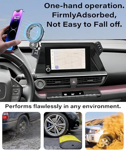 Image of Car Phone Holder for Toyota Prius 2023 2024 2025 2026 8 inch Screen Accessories | MagSafe Strong Magnetic Clip-On Cell Phone Mount, Dual Slots for Driver & Passenger, 360 Rotatable Hands-Free Holder