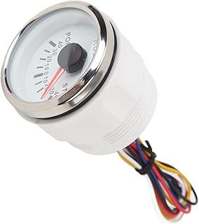 Indicador de ángulo de Timón Alta Precisión Akozon, Medidor ángulo Timón 52 Mm con Luz Fondo Color Automático, Adecuado para Vehículos Recreativos, Yates y Barcos Pesca (esfera blanca bisel plateado)