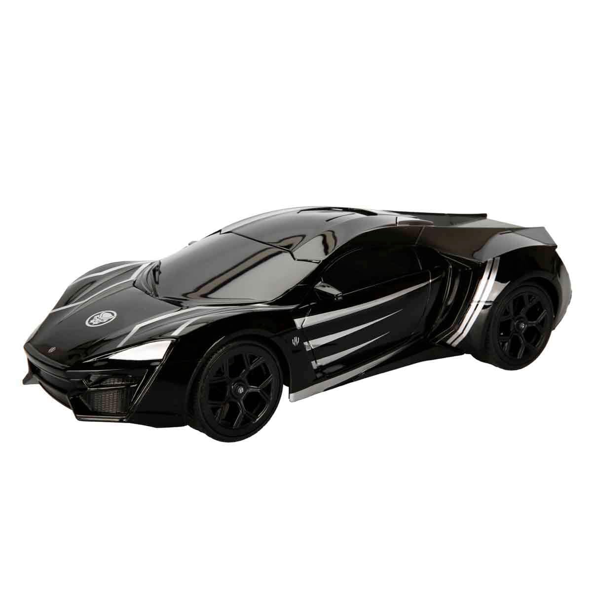 Jada Toys 253226001 Black Marvel Panther Lykan Hypersport, Turbo, RC Car con telecomando, avanti-indietro, sinistra-destra, scala 1:16, funzione di ricarica USB