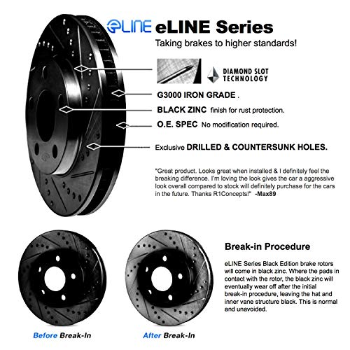 R1 Concepts Front and Rear Brake Kit For 2011-2022 Dodge Durango, Jeep Grand Cherokee| Drilled Slotted Brake Rotors| Ceramic Brake Pads and Rotors Kit