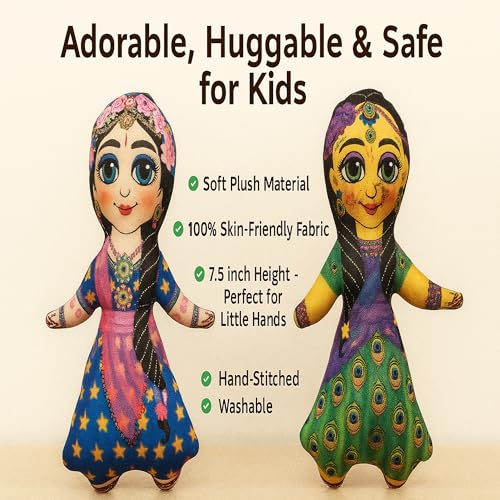 Image of Lalita Vishakha Radha Ji Sakhi Doll Soft Plush Toy for Kids | Handmade Cultural & Spiritual Toy | Washable Fabric | 7.5 Inch Cute Doll Set for Gifting & Decoration