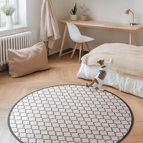 Tapis vinyle ø130 cm cuisine rond durable maison deco intérieur