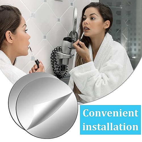 TAIANJI Round Self Adhesive Acrylic Mirror, Large Non Glass Tiles Plate Mirror 30cm for Walls Bathroom Stick on Decorative Mirror - Image 2