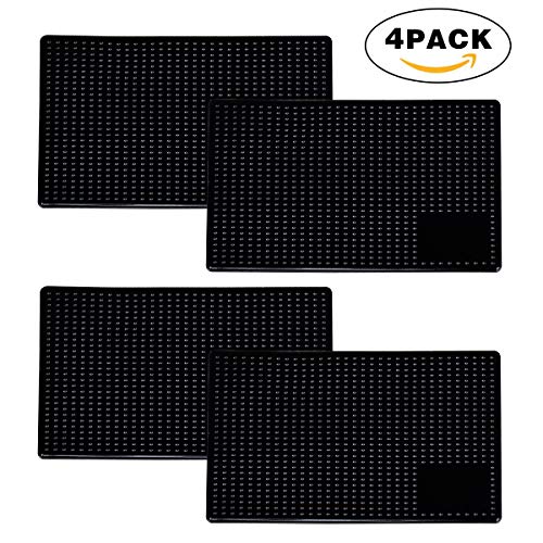 Tianmei 5.9"x3.5" Washable & Reusable Multipurpose Sticky Anti-Slip Gel Pad, Universal Non-Slip Mat Hold on Car Dashboard, Tile Wall, Glass, Mirrors, Cabinets and Other Smooth Surfaces(4pack-Black)