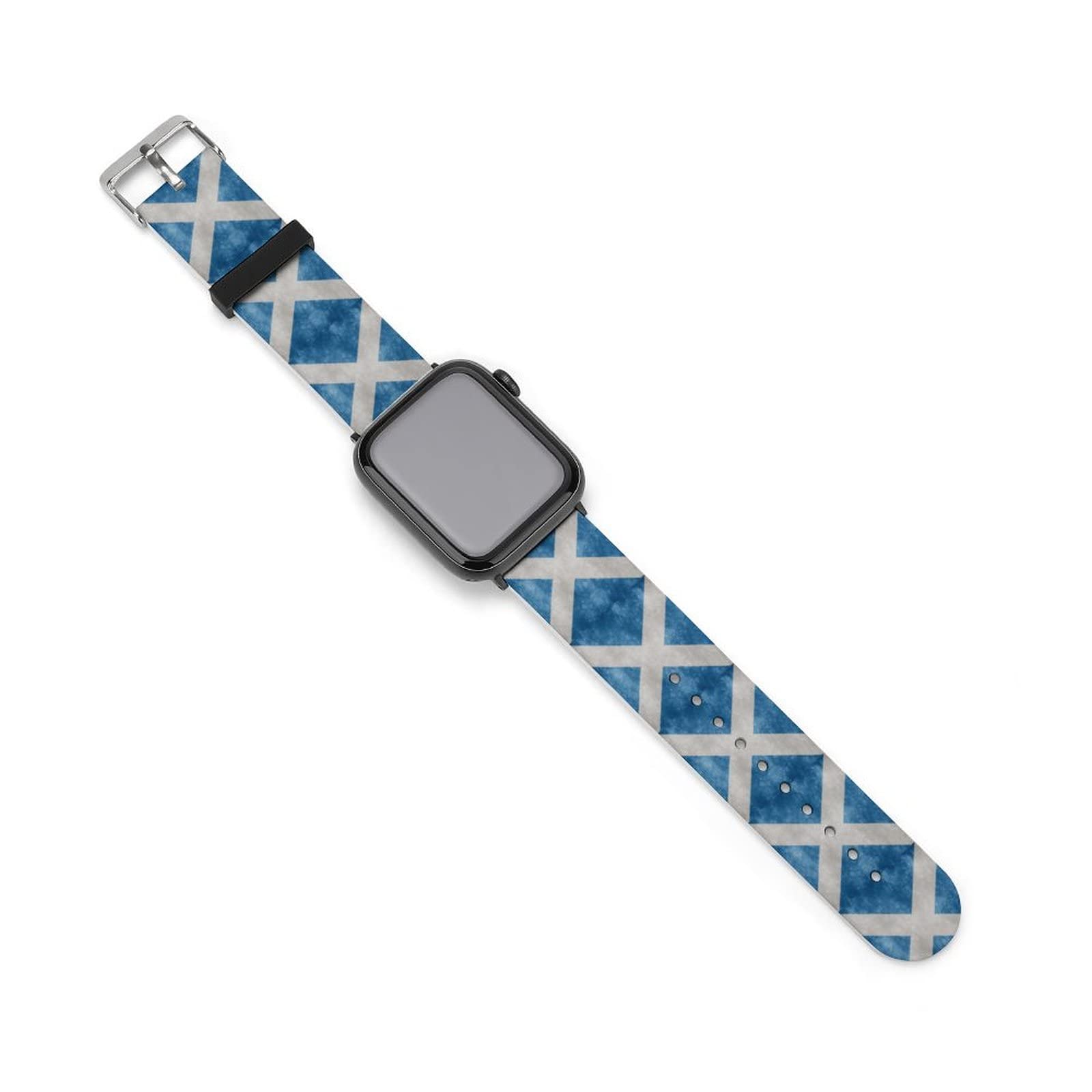 Baikutouan Black-Style Vintage Scotland Flag Print Watch Strap Replacement Silicone Band Compatible For Apple Iwatch 38-40Mm Or 42-44Mm