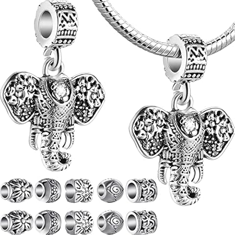 12 Pieces Elephant and Tibetan Beads Charms Cover