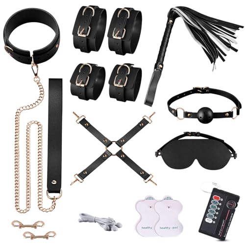 BDSMYOU 9er Sex Toyset für Paar Set,SM Elektro Shock BDSM Set,Sexuelle Elektrostimulation Sex Bondage Set,Augenmaske Handschellen Sex Bett Peitsche,Sex Geschenke für Paare,BDSMs Fesseln Sex Set