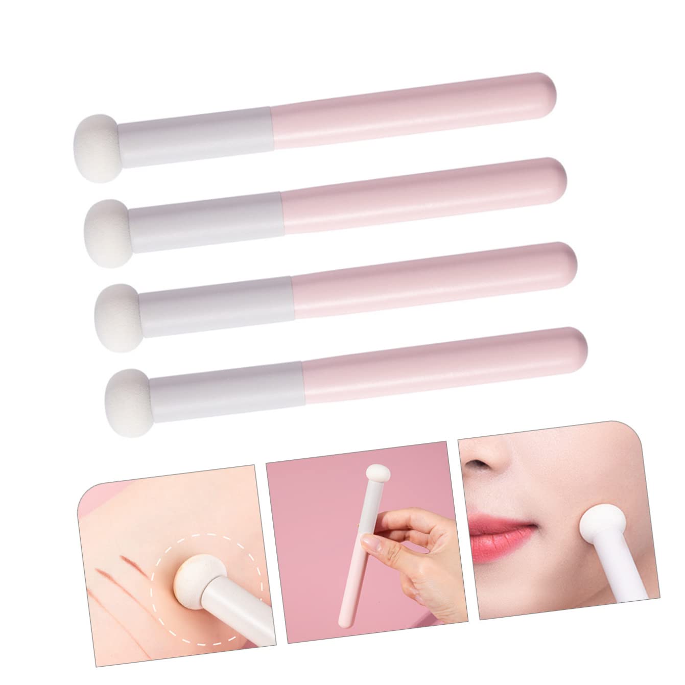 minkissy 20piezas Esponjas De Maquillaje Con Mango Ergonomico Aplicadores De Polvo Para Base y Corrector Para Uso Casa y Salones
