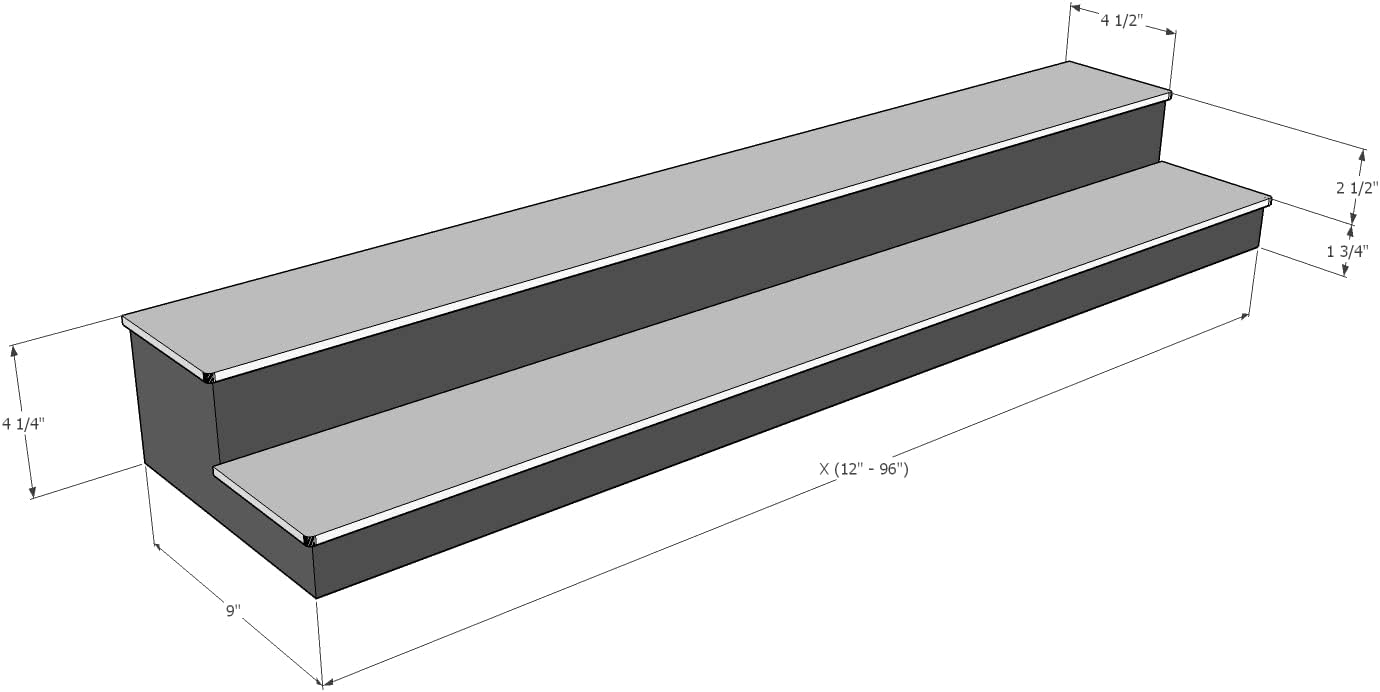 Low Profile LED Display Shelf 2 Tier (Gloss Black, 36)
