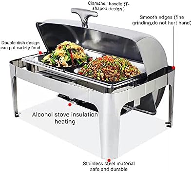 Buffet Chafing Dish Van roestvrij Staal, 9L, voedselverwarmer, warmtecontainer met cateringschalen, waterpan en brandstofhouders voor bruiloften en feesten
