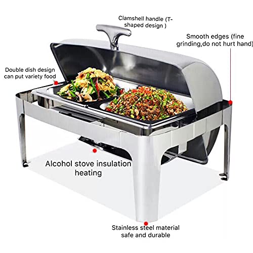 Réchaud buffet 9l en acier inoxydable avec bac à eau et porte-combustibles