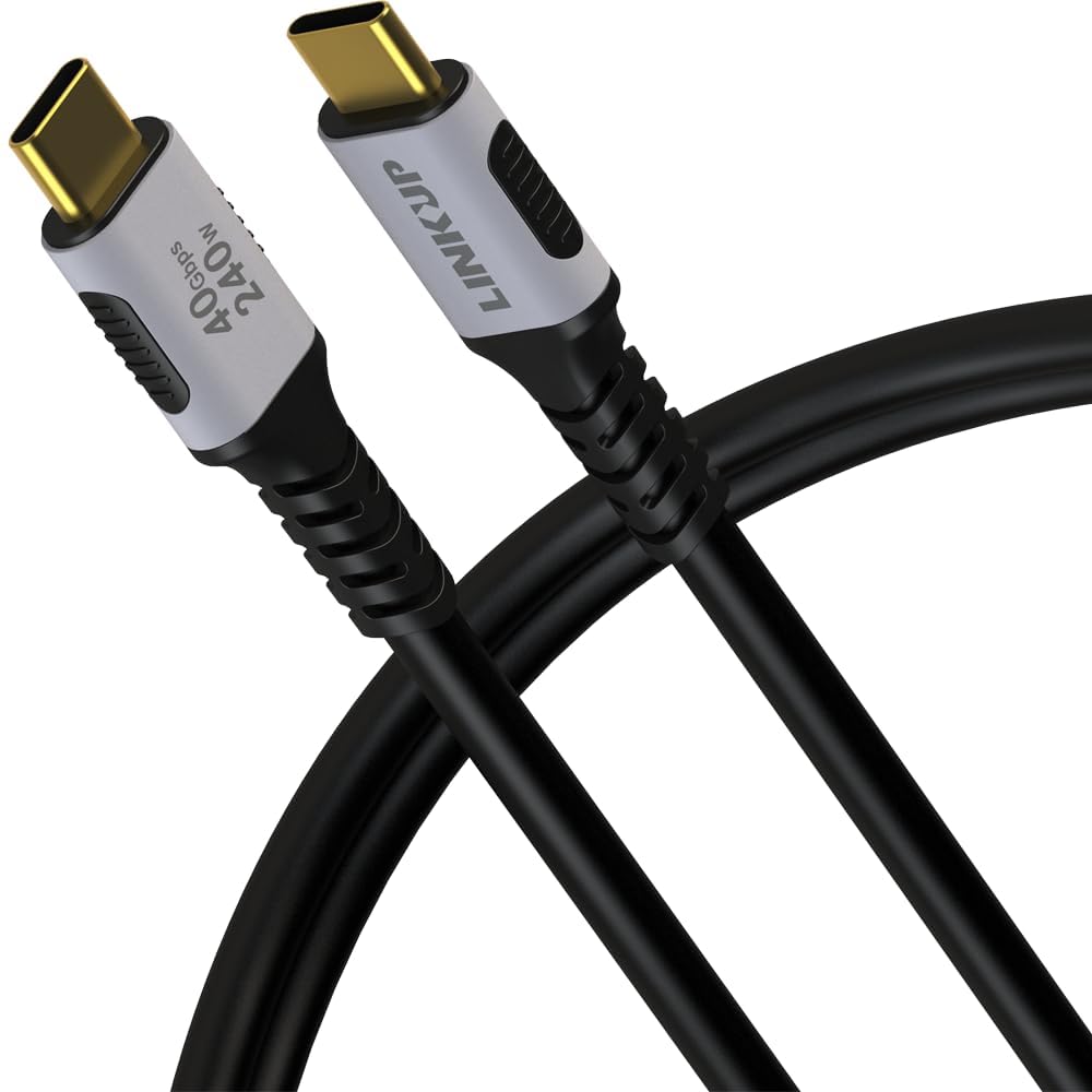 LINKUP - 液体シリコン USB 4.0 240W 40Gbps Type-C Thunderbolt 4 ケーブル [1m] 8K@60Hz、急速充電、柔らかい革の感触、汚れ防止、旅行向け - iPhone 15/16 Pro/Max、MacBook Pro、Galaxy S23に対応