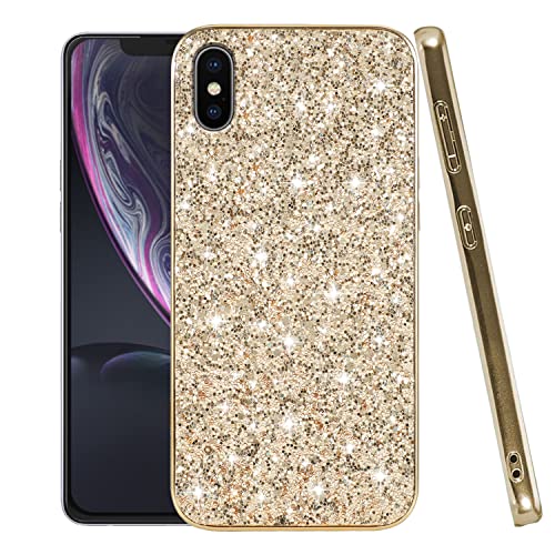 Compatibile con Cover iPhone XS Max Glitter Silicone Antiurto, Custodia iPhone XS Max TPU Sottile Brillantini Protezione Case (giallo)