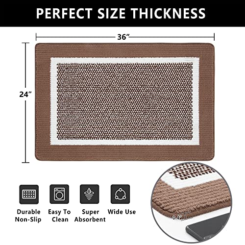 Refetone Indoor Doormat, Front Back Door Mat, 24X36, Non-Slip Absorbent Resist Dirt Door Mats, Machine Washable Low-Profile Inside Floor Mat Door Rugs For Entryway, Brown #TOP1