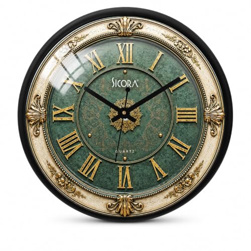 Image of Wall Clock with Silent Sweep Quartz Movement | Premium Round Analog Wall Clock | Minimalist Decorative Clock for Living Room, Bedroom, Office, Kitchen & Home Decor (Green)