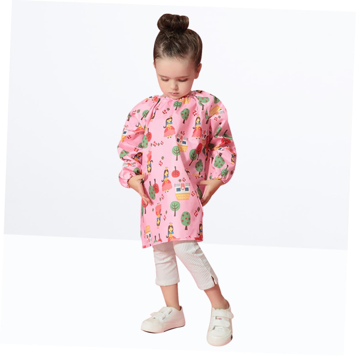 Hemobllo Tablier de Peinture Imperméable Rose en Polyester pour Garçon et Filles, Blouse D'art Manches Longues, Résistant aux Taches, pour Dessin et Peinture
