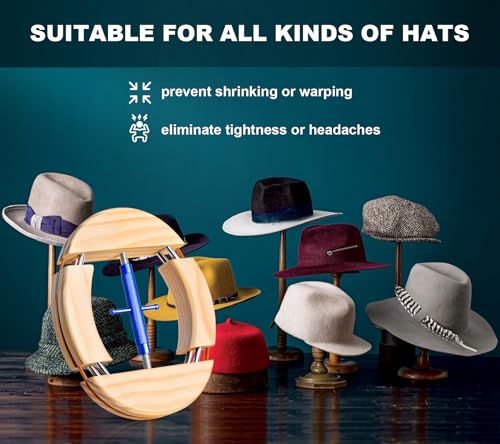 Image of 4 Way Hat Stretcher, Hat Stretcher for Fitted Hats, Heavy Duty Hats Shaper Extender w. Lever Wrench for Men All Kind of Caps