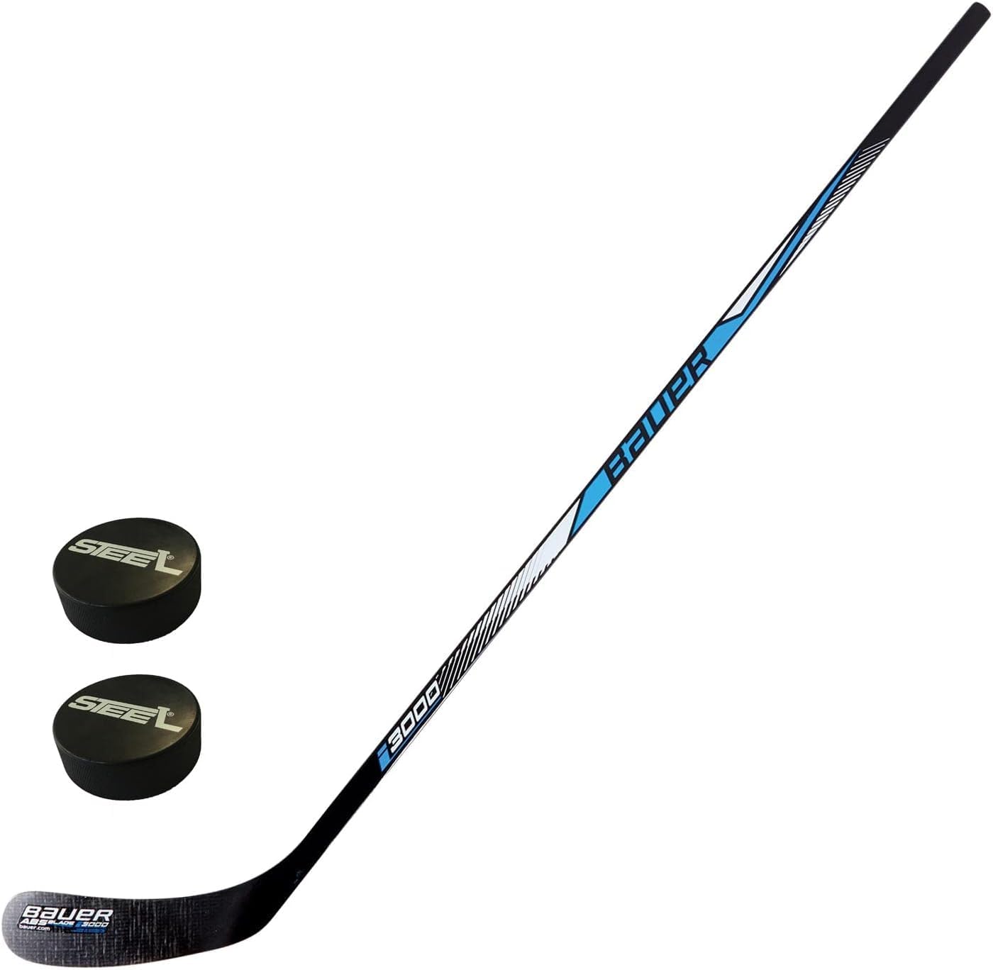 Set di racchette per hockey su ghiaccio, con due pucks, modello Bauer i3000, con 2 pezzi per adulti, bambini e bambini