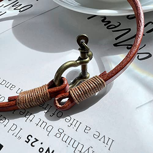 Hzman 7.5 Inch Handmade Leather Cuff Bracelet For Women Steampunk Style Double Wrap Leather Wristband With Small Bells #TOP2