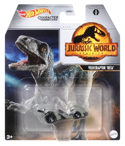 Hot Wheels Character Cars Jurassic World Dominion Diecast Model Vehicles - Velociraptor Beta 4/6