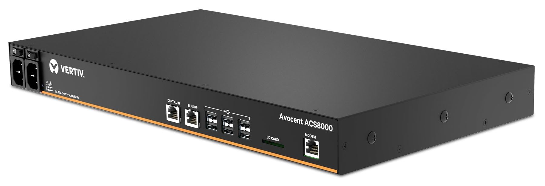 Vertiv Avocent ACS8000 Serial Console, 16 Port Serial Console Server, Dual AC Power, Expanded Memory Capabilities, Remote Data Center and Out of Band Management, Analog Modem (ACS8016MDAC-400), Black