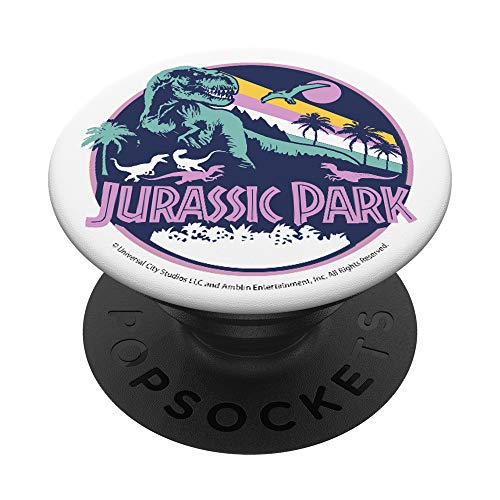 Jurassic Park Retro Rex Scene PopSockets PopGrip - Support et Grip pour Smartphone/Tablette avec un Top Interchangeable Cover