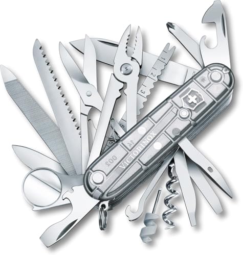 Victorinox Swiss Champ Swiss Army Knife, 33 Functions, Swiss Made Pocket Knife with Large Blade, Screwdriver, Chisel and Combination Pliers - Silvertech