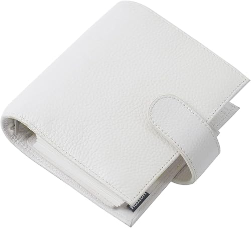 Moterm Pocket Luxe - Planificador de anillos  Organizador de carpeta de cuero genuino (anillo de 1.181 in, color crema)