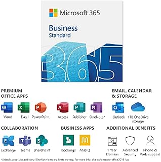 Microsoft 365 Business Standard | Office 365 apps | 1 user | up to 5 PCs/Macs, 5 tablets and 5 phones | 1 year subscription | multilingual | download