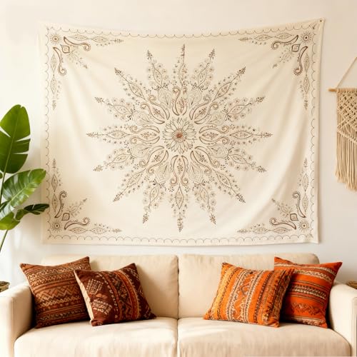 KQDRAVINE Mandala Wandteppich, 152 × 130 cm Boho Wandtuch für Wohnzimmer, Schlafzimmer, Camping...