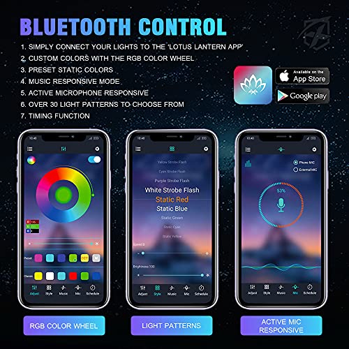 image for Xprite Jeep Rock Lights 10 Pods Wide Angle Bluetooth RGB LED Rocklight