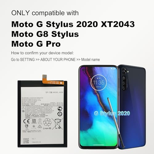 Image of New Battery Replacement KX50 Compatible with Motorola G Stylus 2020, G Pro, G8 Stylus, with Repair Toolkit & Instruction