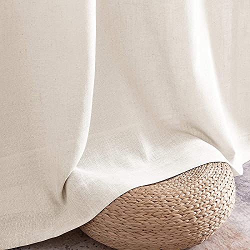Jinchan Linen Beige Curtains 96 Inches Long For Living Room Farmhouse Rod Pocket Back Tab Light Filtering Window Drapes For Bedroom 50X96 Crude 2 Panels #TOP6
