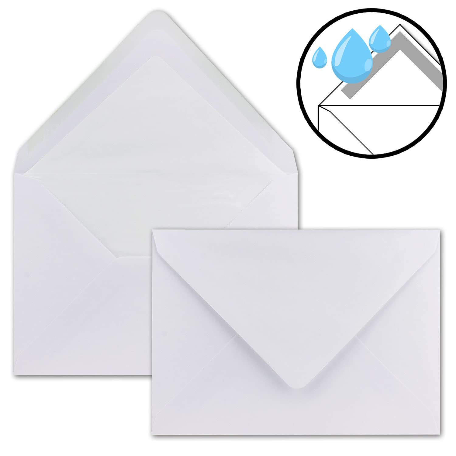A5 Doppelkarten Set inklusive gefütterten Briefumschlägen - 500er-Set - Blanko Hochweiß Einladungskarten - Faltkarten mit gefütterten Umschlägen