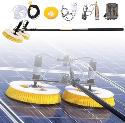 Electric Solar Panel Cleaner with 110V Adjustable Brush, 70cm Rotating Double Head, 5M Extension for Outdoor Window Glass Cleaning Tool