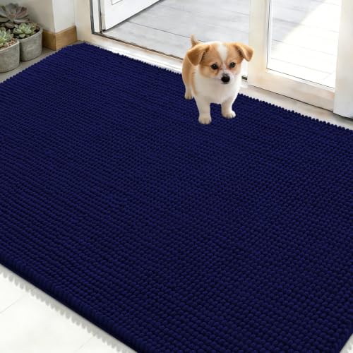 Image of OLANLY Dog Door Mat for Muddy Paws 48x30, Absorbent Chenille Mud Doormat