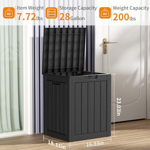 image for PatioZen 28 Gallon Resin Deck Box, Lockable Patio Outdoor Storage Box 