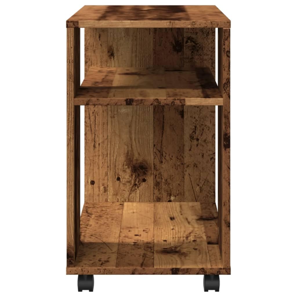 Stolik pomocniczy na kółkach, wygląd starego drewna, 70 x 35 x 60 cm, materiał drewnopochodny z dwoma półkami, 4 kółka obrotowe, obciążenie do 50 kg, uniwersalny jako stolik kawowy, stolik