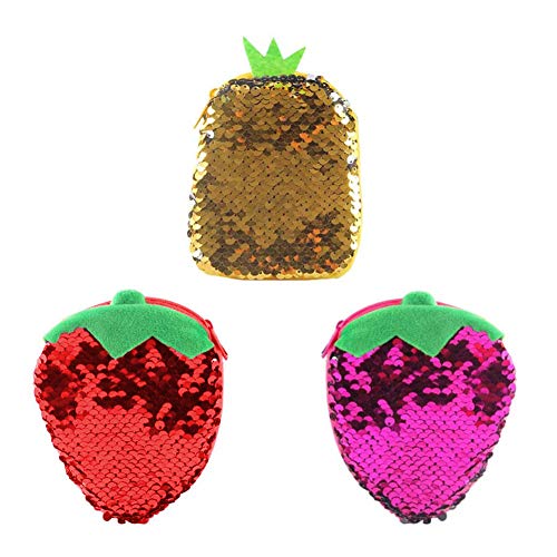 Preisvergleich Produktbild Pailletten Geldbörse Kinder Portemonnaie Mini Geldbörse mit Reißverschluss für Geburtstag Geschenk Mitgebsel für Kinder Mädchen 3 Stücke