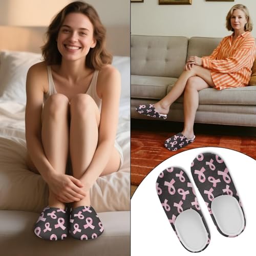 Women's Love Heart Print House Slippers Indoor Home Warm Shoes Soft Plush Non-slip for Walking3